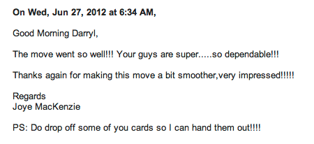 B&B Mobile Services customer testimonial from June 2012