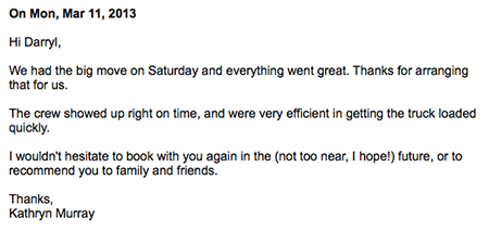 B&B Mobile Services customer testimonial from March 2013