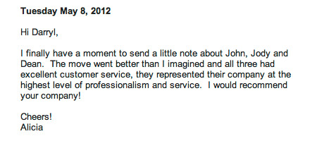 B&B Mobile Services customer testimonial from May 2012